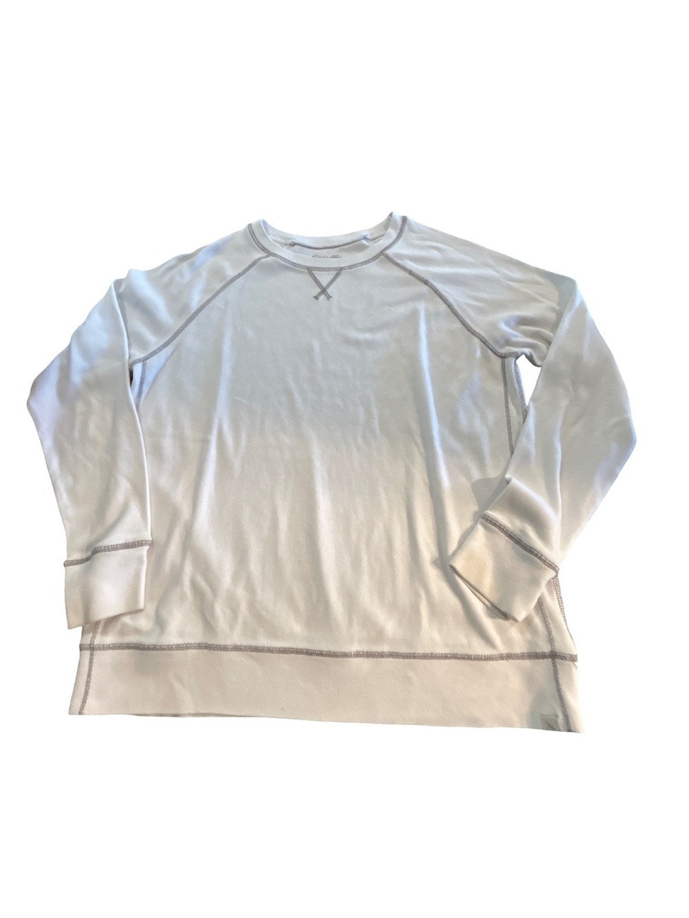 Eddie Bauer Legendwash Pullover Sweatshirt Women's Large White Contrast Stitch